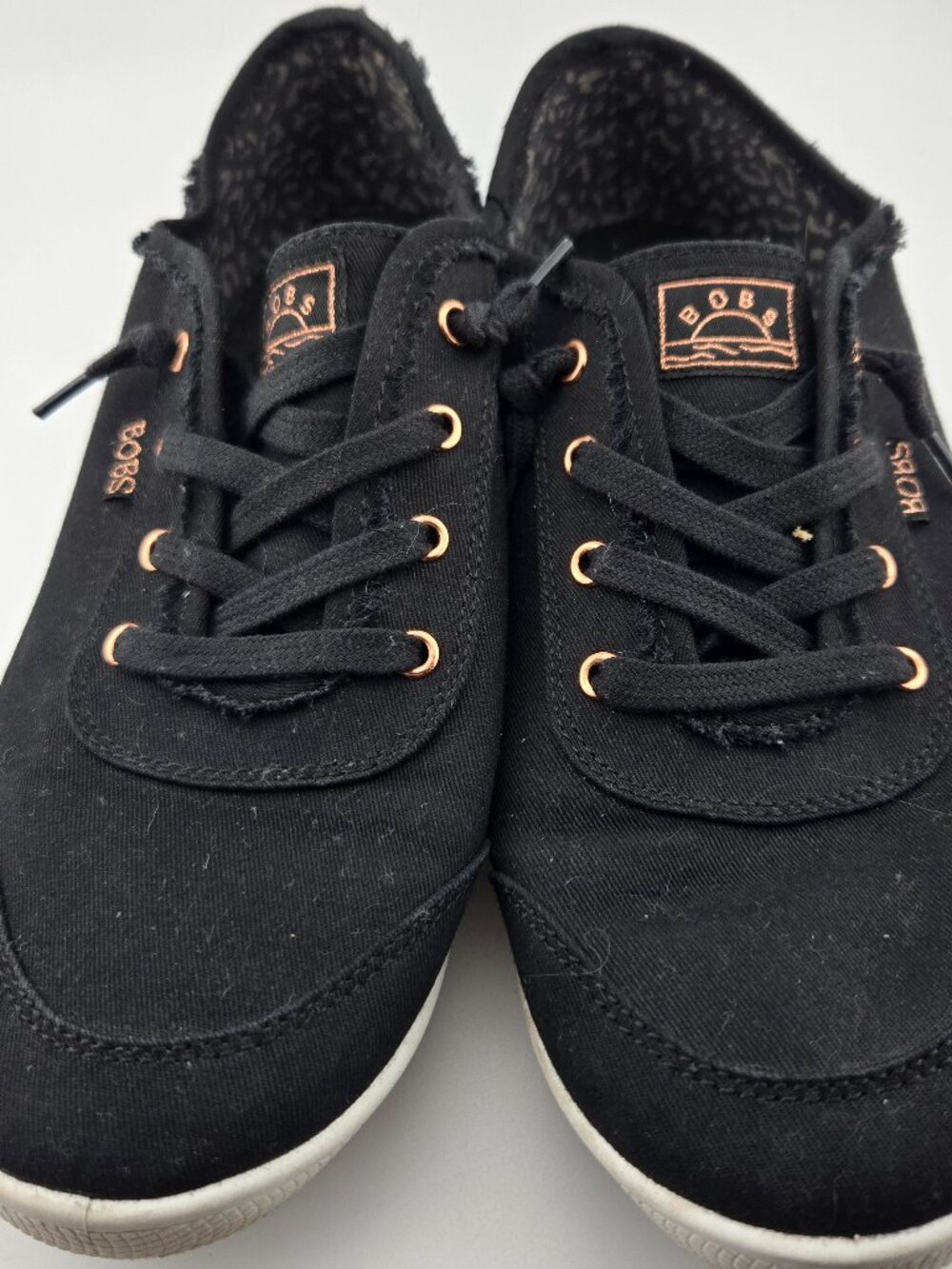 BOBS Skechers Black Memory Foam Lace Up Sneakers Womens 11 Casual Shoes